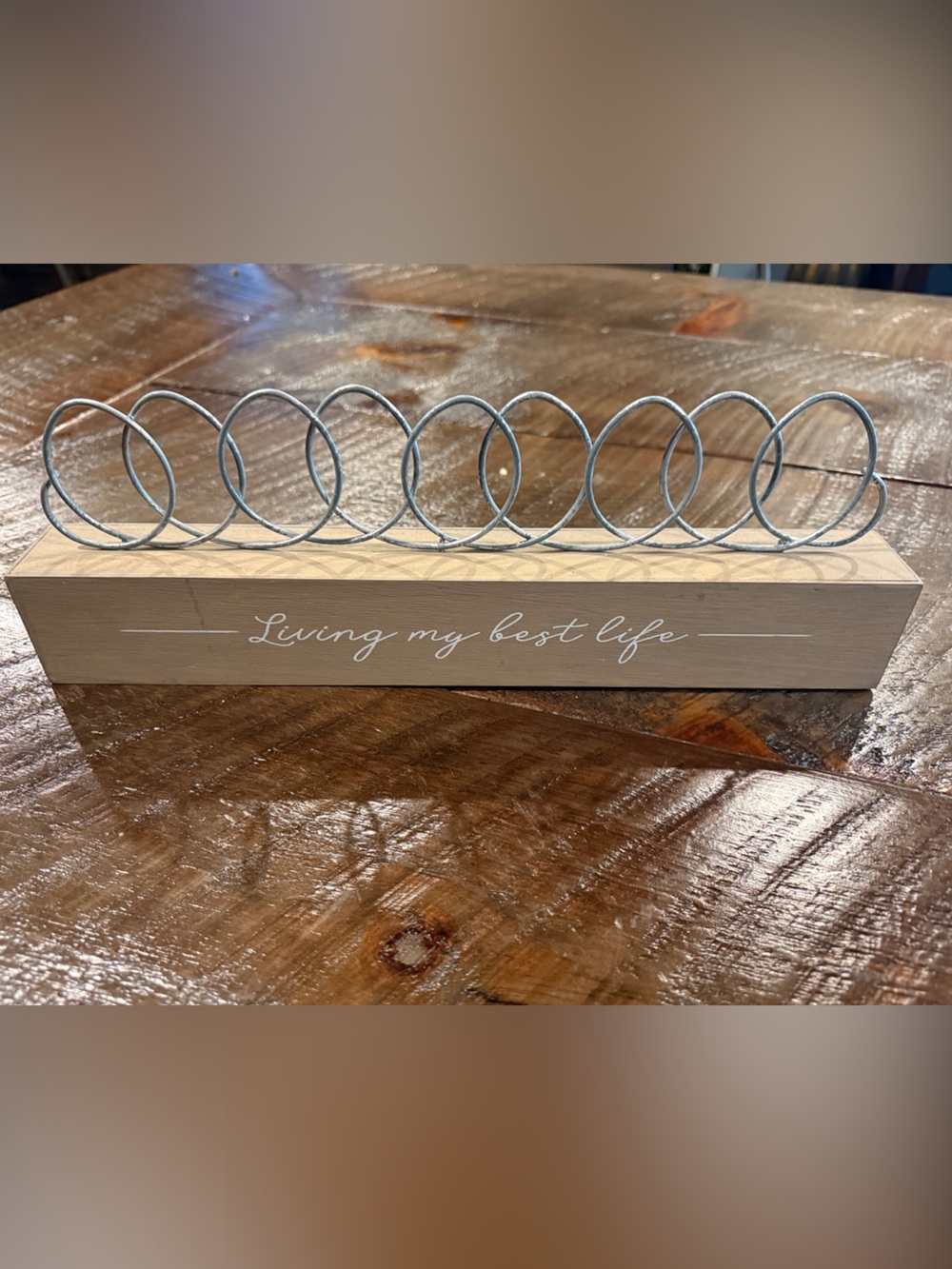 "Living My Best Life" Wooden Photo/Note Holder - Brown
